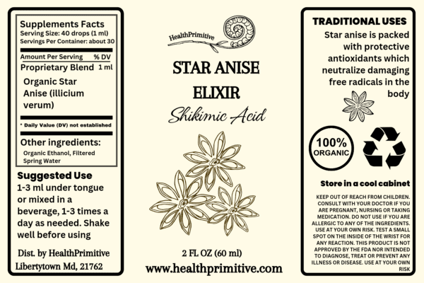A label for star anise elixir.
