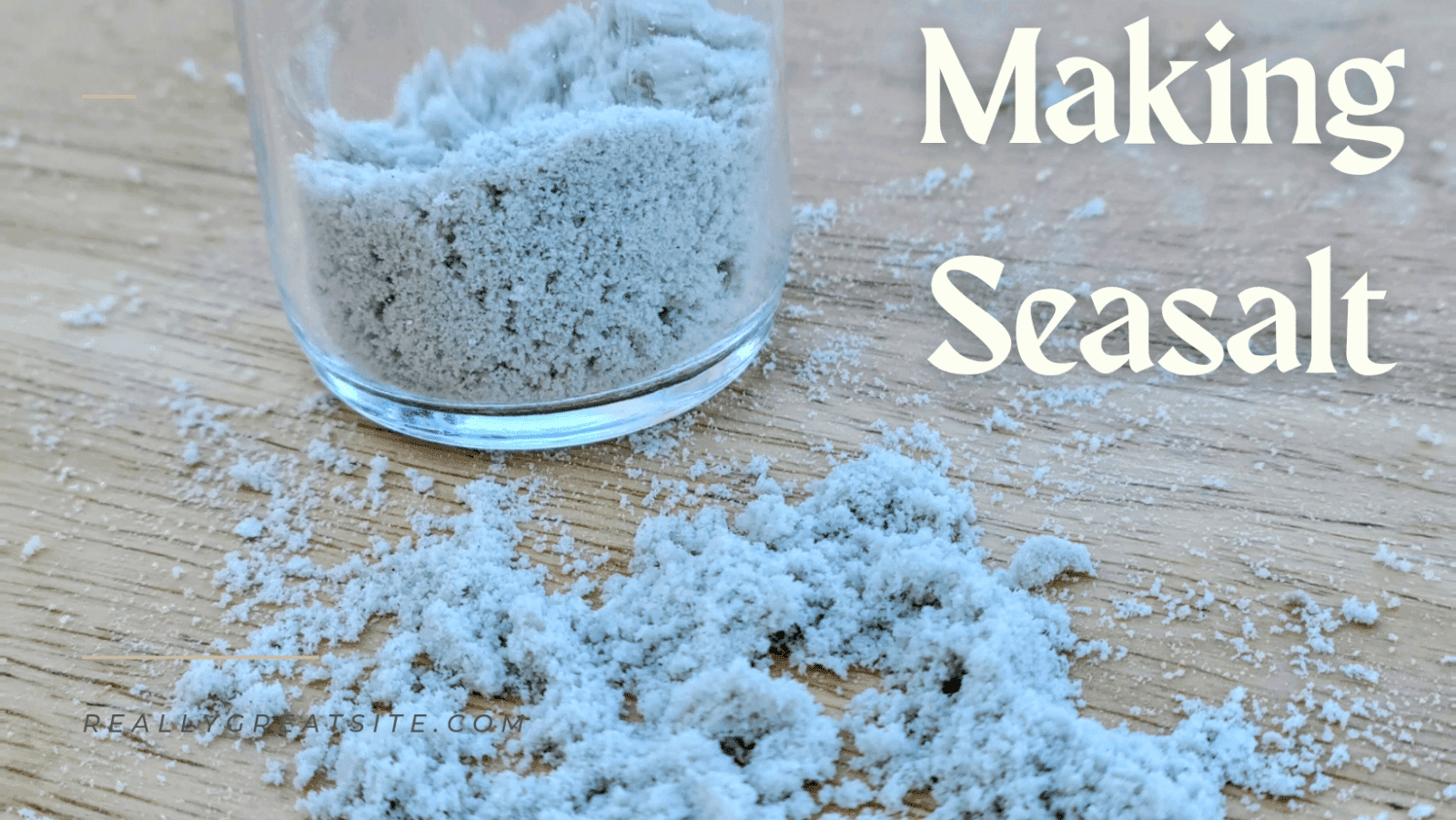 A glass of sea salt on the ground