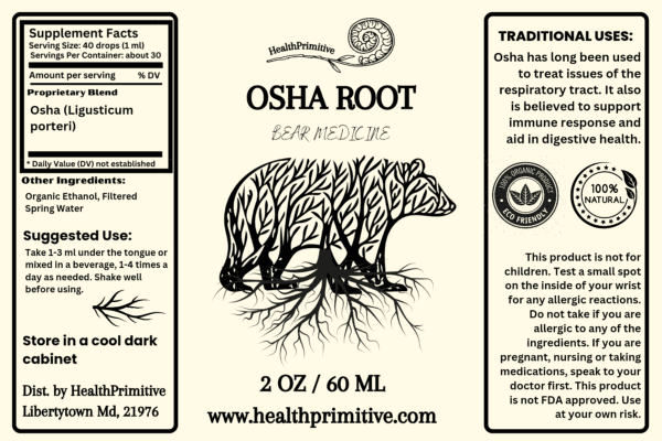 A label for osha root is shown.