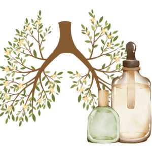 A drawing of two bottles with trees in the background.