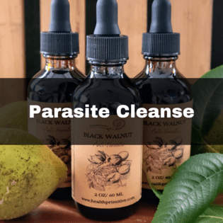 A group of three bottles with the words parasite cleanse on them.