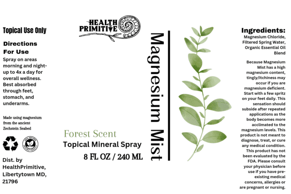 A label for magnesium mist spray.